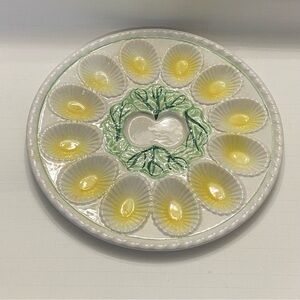 Decorative Ceramic Egg Plate with Yellow and Green Accents Norleans